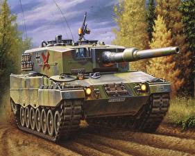 桌面壁纸，，绘制壁纸，坦克，豹2型坦克，Leopard 2 A4，