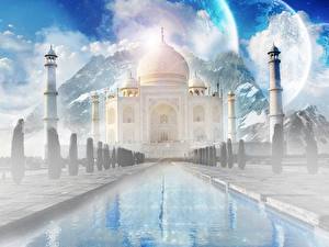 Bakgrundsbilder på skrivbordet Taj Mahal Moské 3D grafik