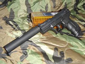 Bakgrundsbilder på skrivbordet Pistoler Ljuddämpare (eldvapen) Walther P22