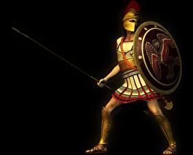 Bureaubladachtergronden Krijger Middeleeuwen Een speer Schild (bescherming) Spartan Fantasy