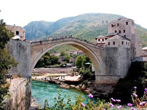 Bakgrundsbilder på skrivbordet Bro Bosnien och Hercegovina stad