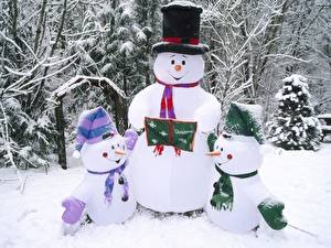 Fotos Feiertage Neujahr Schneemänner