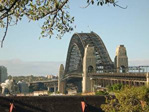 Bakgrundsbilder på skrivbordet Australien Broar Himmel Sydney Städer
