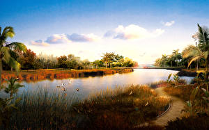 Photo Lake 3D Graphics Nature