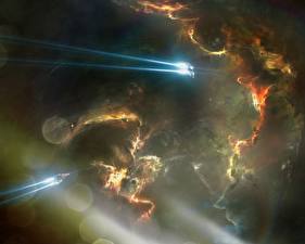 Hintergrundbilder Technik Fantasy Schiffe Nebelflecke in Kosmos Fantasy Kosmos