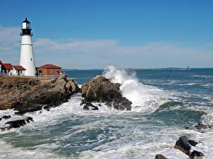 Wallpaper Coast Lighthouses Nature