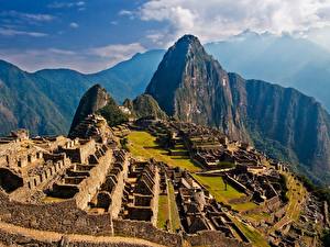 Desktop hintergrundbilder Berühmte Gebäude Machu Picchu Städte