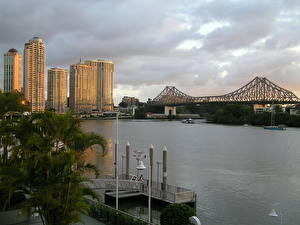 Bureaubladachtergronden Australië Hemelgewelf Brisbane Wolken Steden