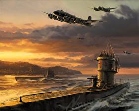 Photo Painting Art Submarines U-Boot Army
