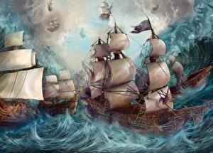 Pictures Ship Painting Art Sailing