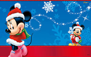 Картинка Дисней Микки Маус в новогодней шапке