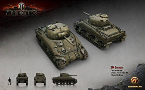 Bakgrundsbilder på skrivbordet World of Tanks Stridsvagnar M4 Sherman dataspel