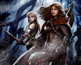 Wallpapers Warriors Swords Armor  Fantasy Girls