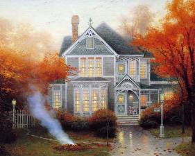 Picture Pictorial art Thomas Kinkade amber afternoon
