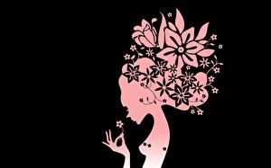 Papel de Parede Desktop Desenho vetorial flor Meninas