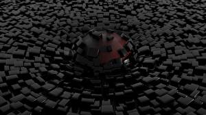 Фотография Геометрия 3д кубики вокруг шарика 3D Графика
