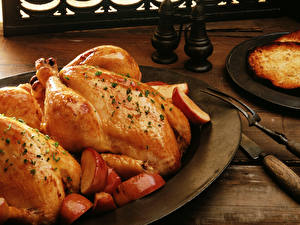 Bakgrunnsbilder Kjøttprodukter Bakt kylling Mat