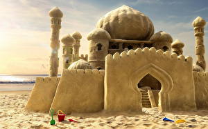 デスクトップの壁紙、、タージ・マハル、モスク、砂、