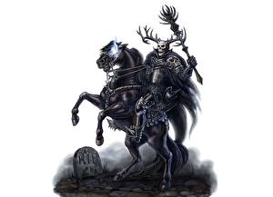Picture Demon Horses Armour Mage Staff  Fantasy