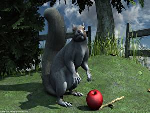 Bilder Nagetiere Hörnchen  3D-Grafik Tiere