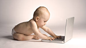 Bakgrundsbilder på skrivbordet Baby Bärbar dator Barnen