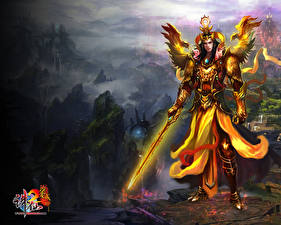 Картинки Jade Dynasty воин в золотых доспехах