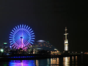 Bakgrundsbilder på skrivbordet Japan Pariserhjul stad