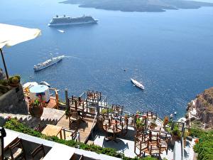 Bureaubladachtergronden Griekenland Santorini een stad