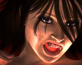Bakgrundsbilder på skrivbordet Vampyrer 3D grafik Fantasy Unga_kvinnor