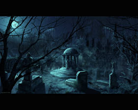 Bureaubladachtergronden Gothic Fantasy Begraafplaats Fantasy