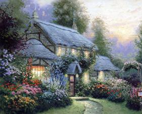 Fonds d'écran Peinture Thomas Kinkade juliannes cottage