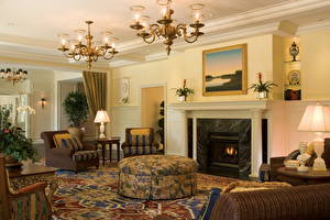 Pictures Interior Fireplace Chandelier Design Living room Room