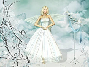 Hintergrundbilder Engeln 3D-Grafik Fantasy Mädchens