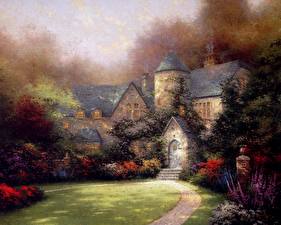 Images Pictorial art Thomas Kinkade morning at ivycrest manor