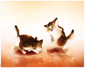 Fondos de escritorio Gatos Dibujado Gatitos Cocoa Coffee Cats animales