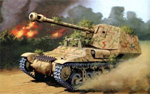 Picture Painting Art Self-propelled gun Army