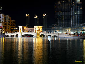 Papel de Parede Desktop Pontes Dubai EAU Noite Cidades