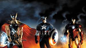 Bakgrundsbilder på skrivbordet Superhjältar Captain America superhjälte Thor superhjälte
