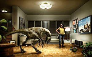 Papel de Parede Desktop Dinossauros Humor