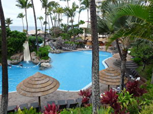 Фотография Курорты Плавательный бассейн Гавайи Maui Города