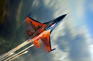 Desktop hintergrundbilder Flugzeuge Jagdflugzeug F-16 Fighting Falcon Luftfahrt