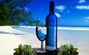 Hintergrundbilder Kreative Weinglas Flaschen