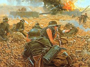 Wallpaper Painting Art Soldiers Military war helmet military