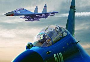 桌面壁纸，，飛機，战斗机，苏-27战斗机，航空