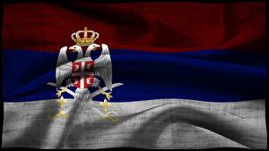 Bureaubladachtergronden Vlag Servië Dubbelkoppige adelaar