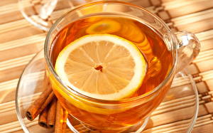 Картинки Напиток Чай Лимоны Продукты питания