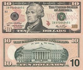Bureaubladachtergronden Geld Biljetten Dollars 10 dollars