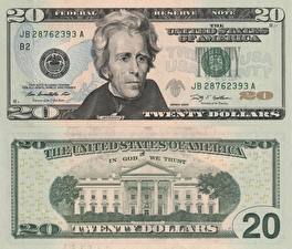 Bureaubladachtergronden Geld Biljetten Dollars 20 dollars