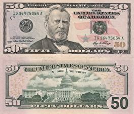 Bureaubladachtergronden Geld Bankbiljetten Dollars 50 dollars