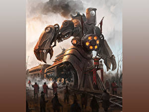 Fonds d'écran Steampunk Train Locomotive Fantasy